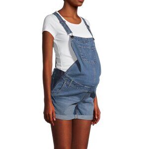 Planet Motherhood Women's Maternity Shortalls with Side Panel